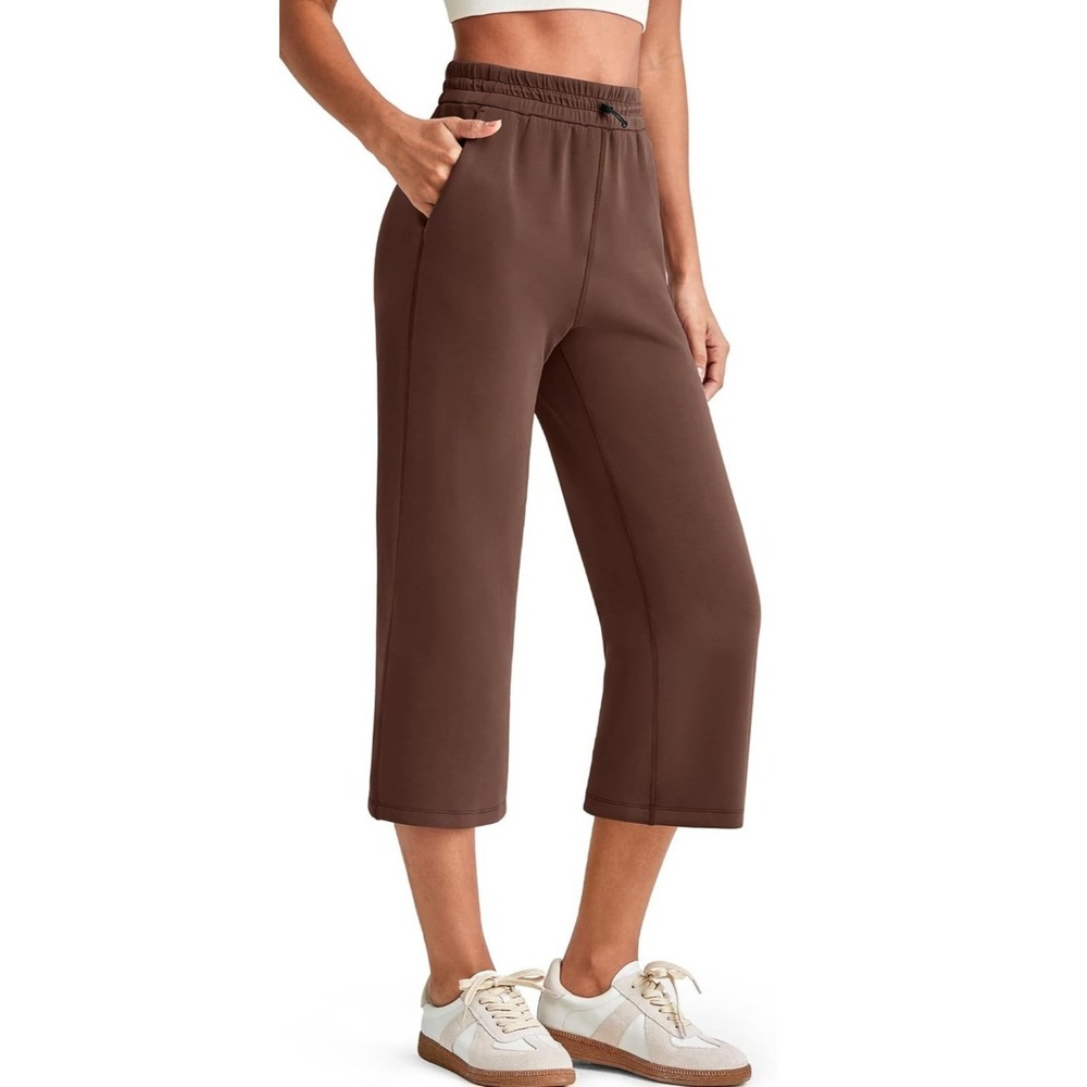 G4Free Brown Butter Soft Wide Leg Capri Pull On Casual Pants XS NWT 26x19